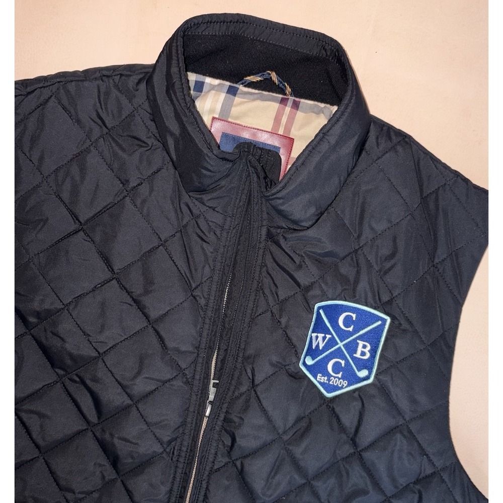 Brooks Brothers Men's Diamond Quilted Puffer Vest Full Zip Black Large Golf